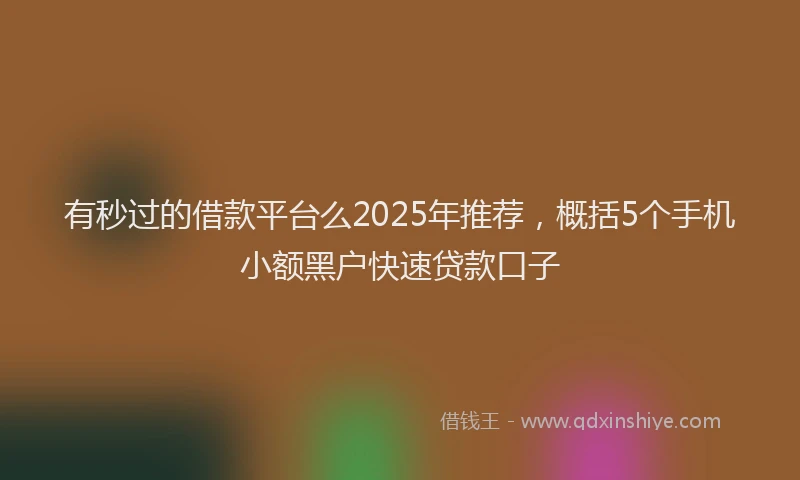 有秒过的借款平台么2025年推荐，概括5个手机小额黑户快速贷款口子