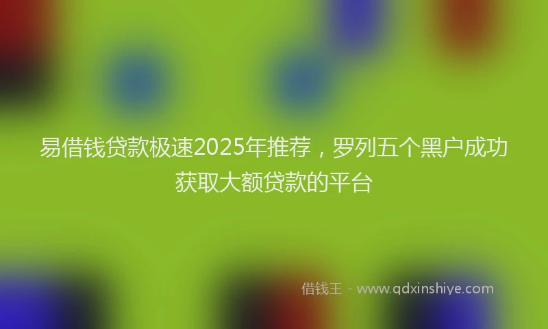 易借钱贷款极速2025年推荐，罗列五个黑户成功获取大额贷款的平台