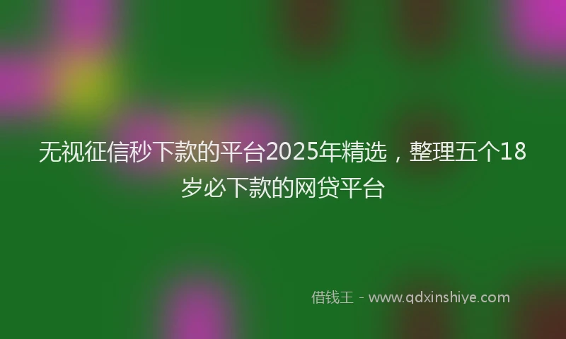 无视征信秒下款的平台2025年精选，整理五个18岁必下款的网贷平台