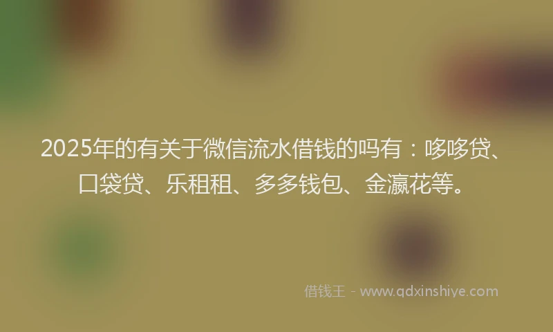 2025年的有关于微信流水借钱的吗有：哆哆贷、口袋贷、乐租租、多多钱包、金瀛花等。