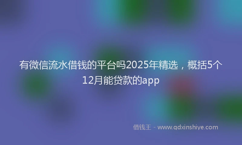 有微信流水借钱的平台吗2025年精选，概括5个12月能贷款的app