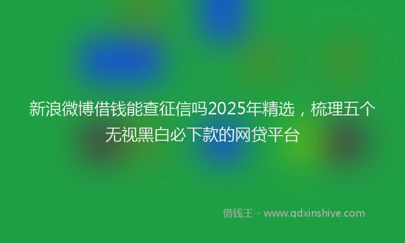 新浪微博借钱能查征信吗2025年精选，梳理五个无视黑白必下款的网贷平台