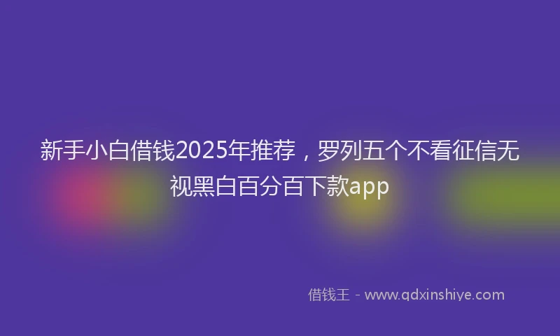 新手小白借钱2025年推荐，罗列五个不看征信无视黑白百分百下款app