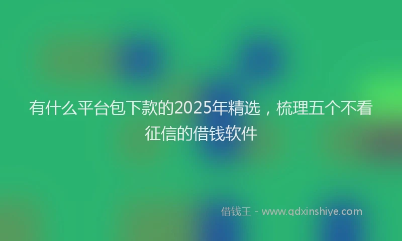 有什么平台包下款的2025年精选，梳理五个不看征信的借钱软件