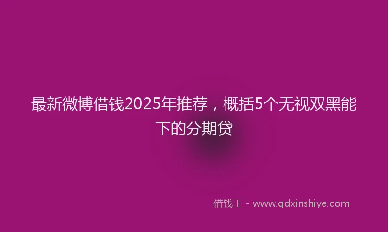 最新微博借钱2025年推荐，概括5个无视双黑能下的分期贷