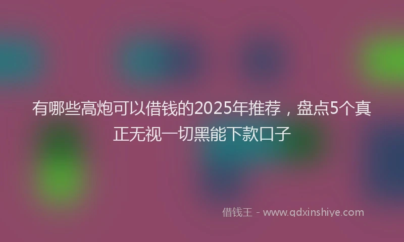 有哪些高炮可以借钱的2025年推荐，盘点5个真正无视一切黑能下款口子