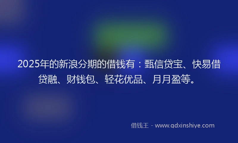 2025年的新浪分期的借钱有：甄信贷宝、快易借贷融、财钱包、轻花优品、月月盈等。