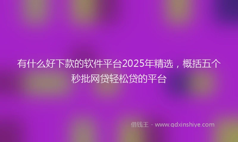 有什么好下款的软件平台2025年精选，概括五个秒批网贷轻松贷的平台