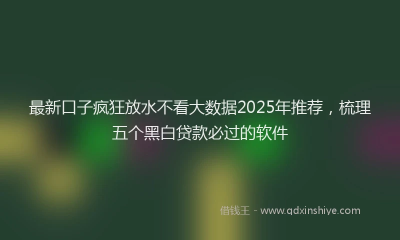 最新口子疯狂放水不看大数据2025年推荐，梳理五个黑白贷款必过的软件
