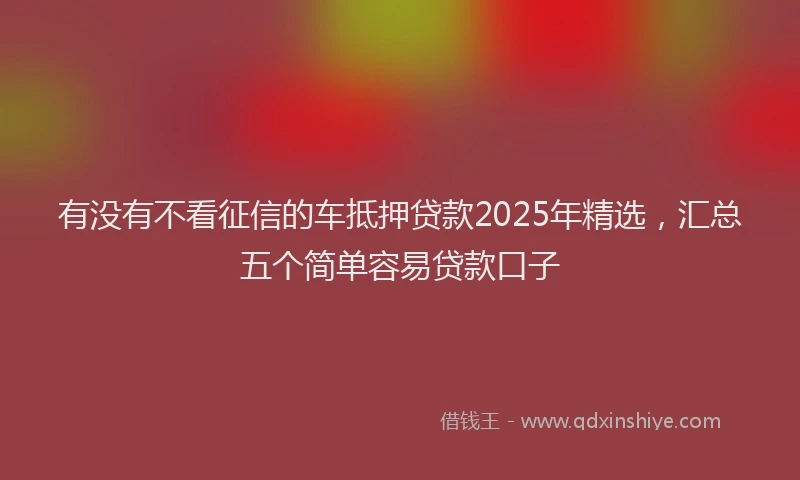 有没有不看征信的车抵押贷款2025年精选，汇总五个简单容易贷款口子