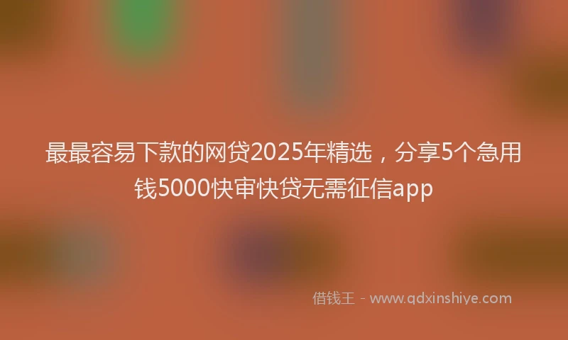 最最容易下款的网贷2025年精选，分享5个急用钱5000快审快贷无需征信app