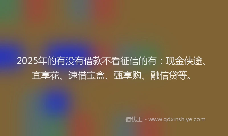 2025年的有没有借款不看征信的有：现金侠途、宜享花、速借宝盒、甄享购、融信贷等。