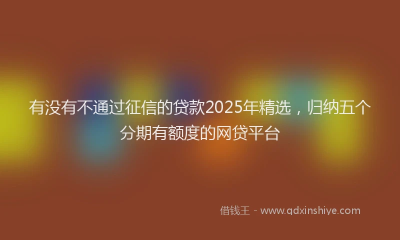 有没有不通过征信的贷款2025年精选，归纳五个分期有额度的网贷平台