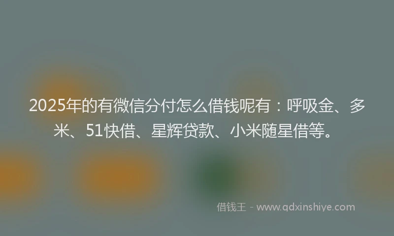 2025年的有微信分付怎么借钱呢有：呼吸金、多米、51快借、星辉贷款、小米随星借等。