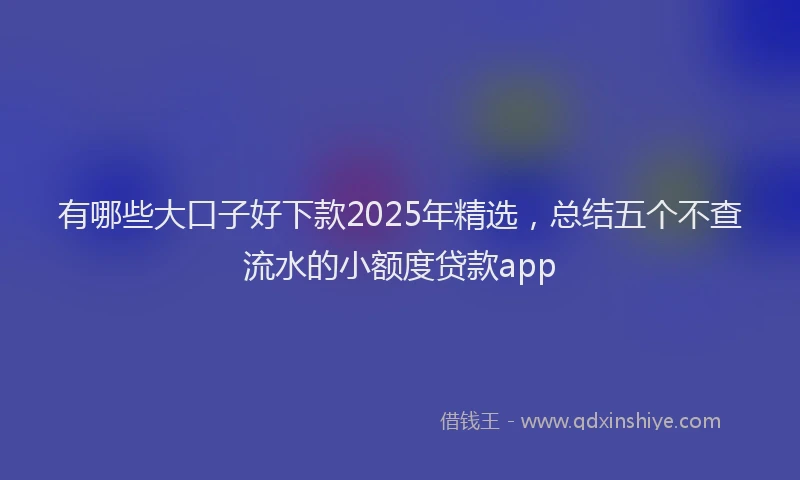 有哪些大口子好下款2025年精选，总结五个不查流水的小额度贷款app