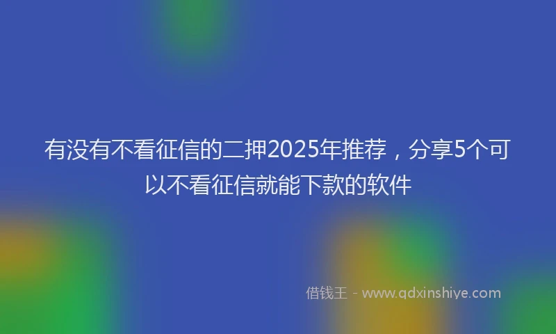 有没有不看征信的二押2025年推荐，分享5个可以不看征信就能下款的软件