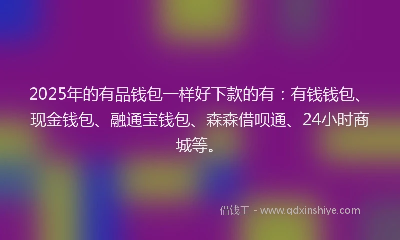 2025年的有品钱包一样好下款的有：有钱钱包、现金钱包、融通宝钱包、森森借呗通、24小时商城等。