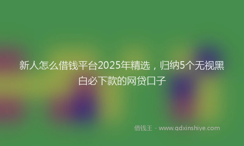 新人怎么借钱平台2025年精选，归纳5个无视黑白必下款的网贷口子