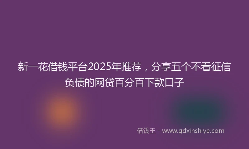 新一花借钱平台2025年推荐，分享五个不看征信负债的网贷百分百下款口子