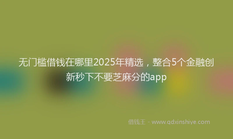 无门槛借钱在哪里2025年精选，整合5个金融创新秒下不要芝麻分的app