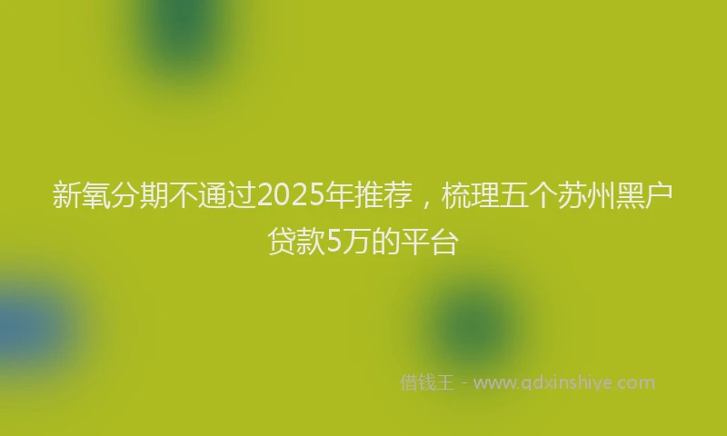 新氧分期不通过2025年推荐，梳理五个苏州黑户贷款5万的平台