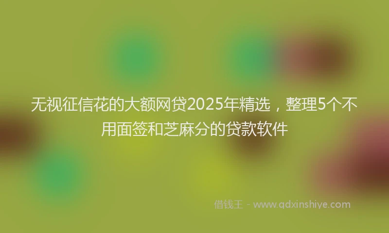 无视征信花的大额网贷2025年精选，整理5个不用面签和芝麻分的贷款软件