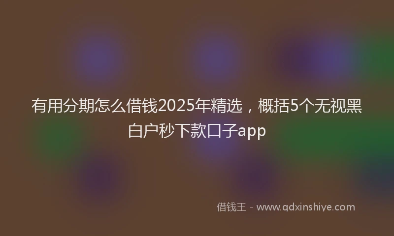 有用分期怎么借钱2025年精选，概括5个无视黑白户秒下款口子app