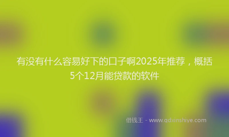 有没有什么容易好下的口子啊2025年推荐，概括5个12月能贷款的软件