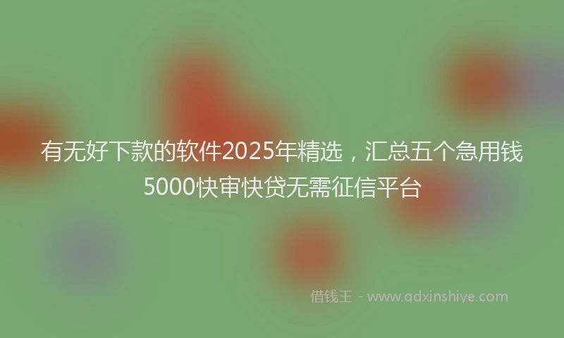 有无好下款的软件2025年精选，汇总五个急用钱5000快审快贷无需征信平台