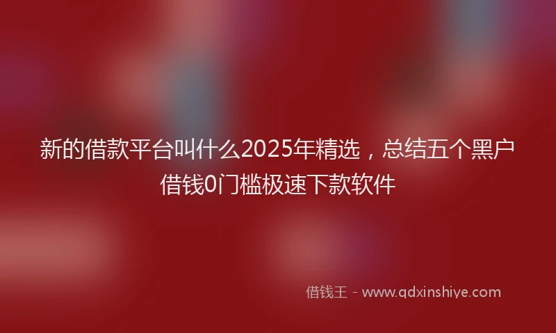 新的借款平台叫什么2025年精选，总结五个黑户借钱0门槛极速下款软件