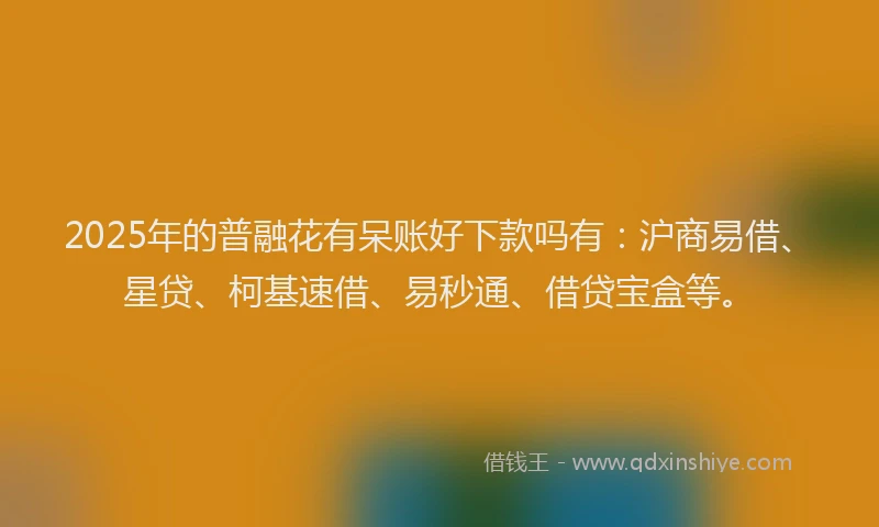 2025年的普融花有呆账好下款吗有：沪商易借、星贷、柯基速借、易秒通、借贷宝盒等。