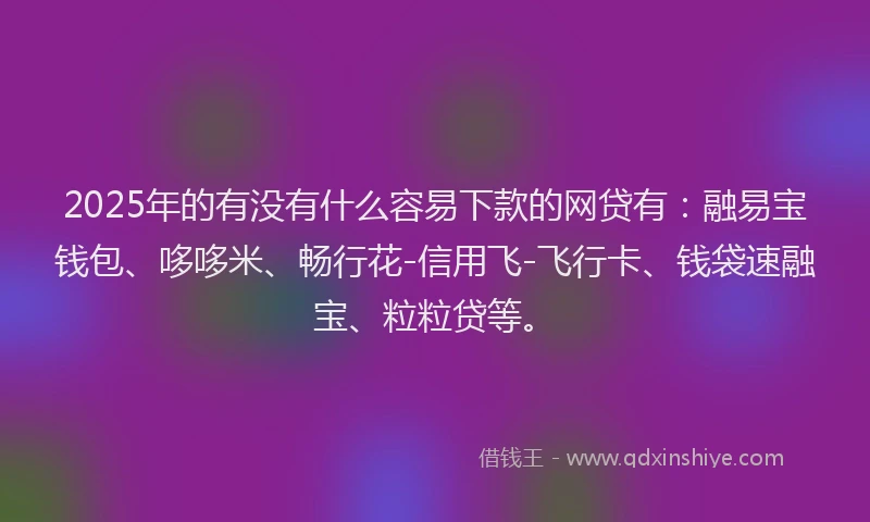 2025年的有没有什么容易下款的网贷有：融易宝钱包、哆哆米、畅行花-信用飞-飞行卡、钱袋速融宝、粒粒贷等。