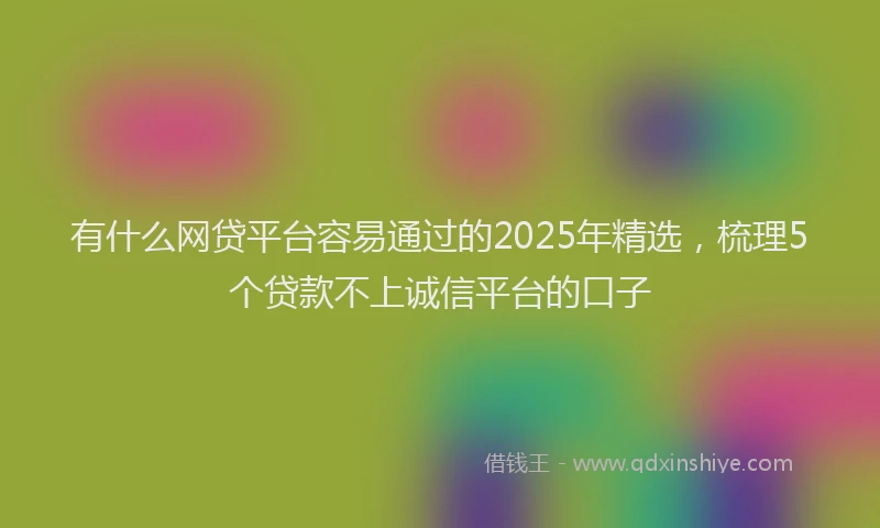 有什么网贷平台容易通过的2025年精选，梳理5个贷款不上诚信平台的口子