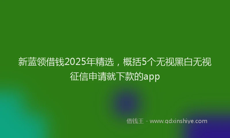 新蓝领借钱2025年精选，概括5个无视黑白无视征信申请就下款的app