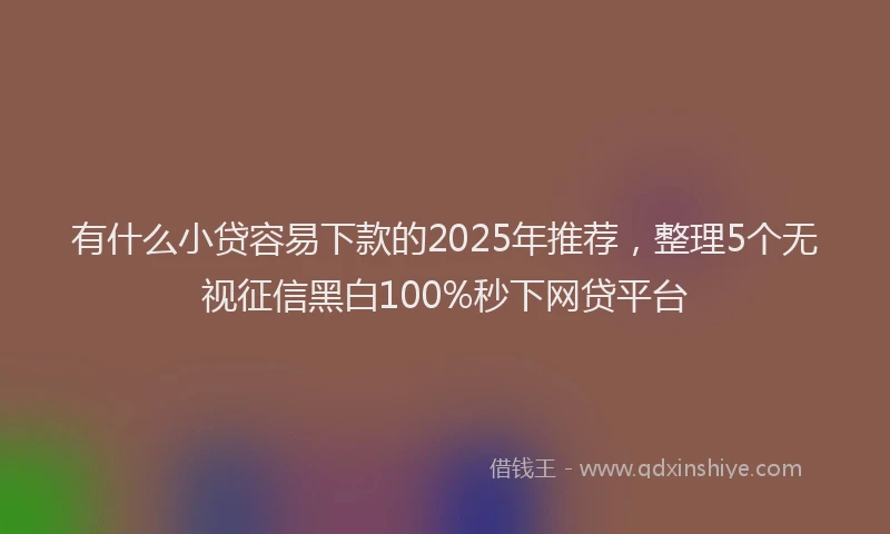 有什么小贷容易下款的2025年推荐，整理5个无视征信黑白100%秒下网贷平台