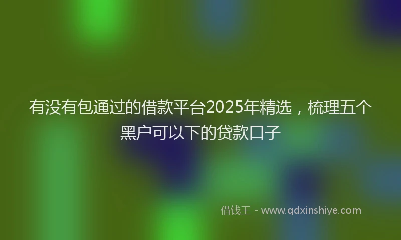 有没有包通过的借款平台2025年精选，梳理五个黑户可以下的贷款口子