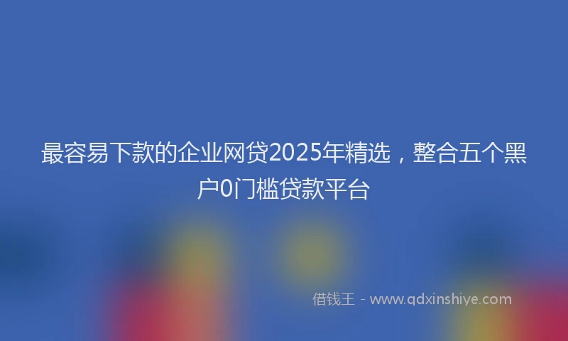 最容易下款的企业网贷2025年精选，整合五个黑户0门槛贷款平台