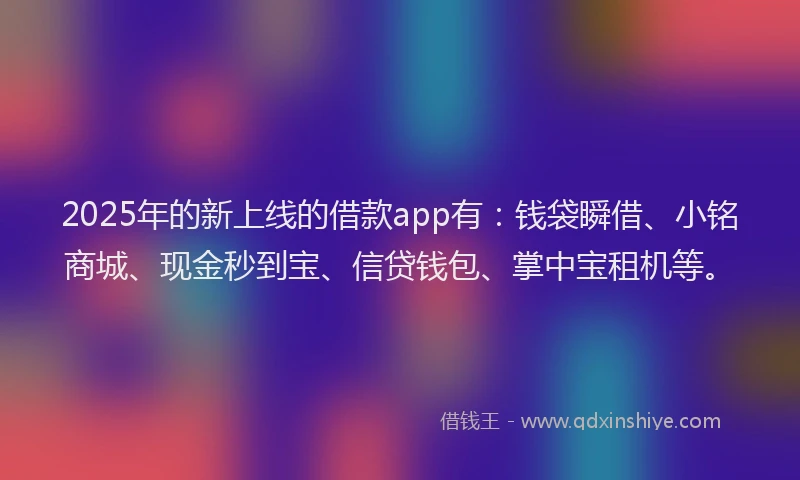 2025年的新上线的借款app有：钱袋瞬借、小铭商城、现金秒到宝、信贷钱包、掌中宝租机等。