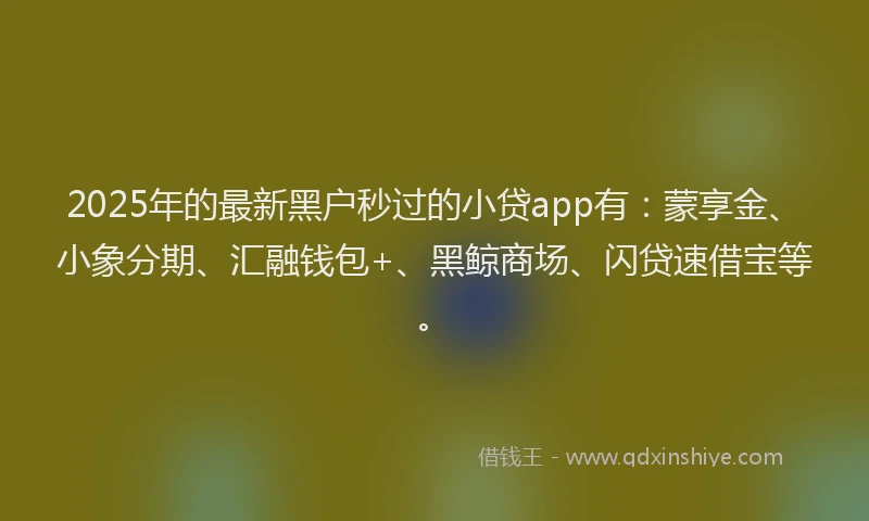 2025年的最新黑户秒过的小贷app有：蒙享金、小象分期、汇融钱包+、黑鲸商场、闪贷速借宝等。