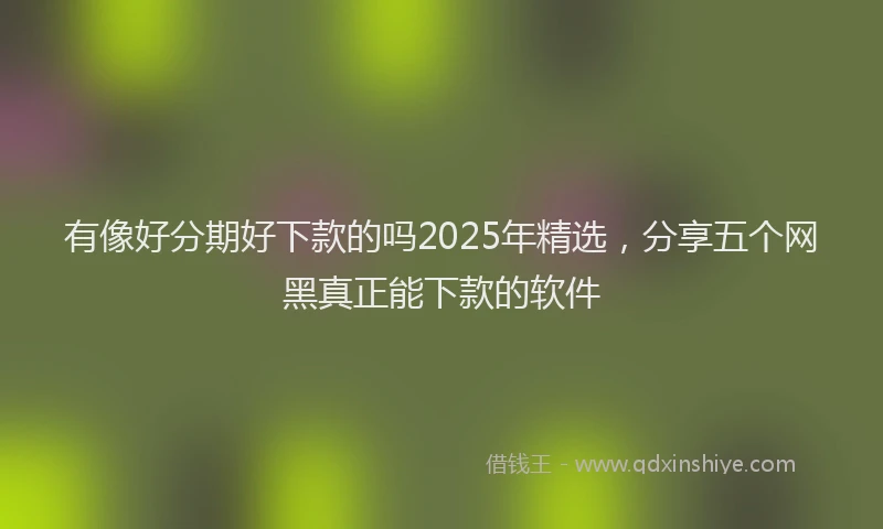 有像好分期好下款的吗2025年精选，分享五个网黑真正能下款的软件
