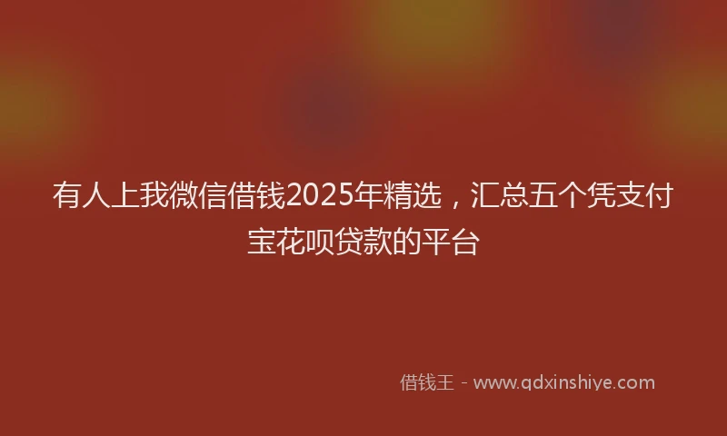 有人上我微信借钱2025年精选，汇总五个凭支付宝花呗贷款的平台