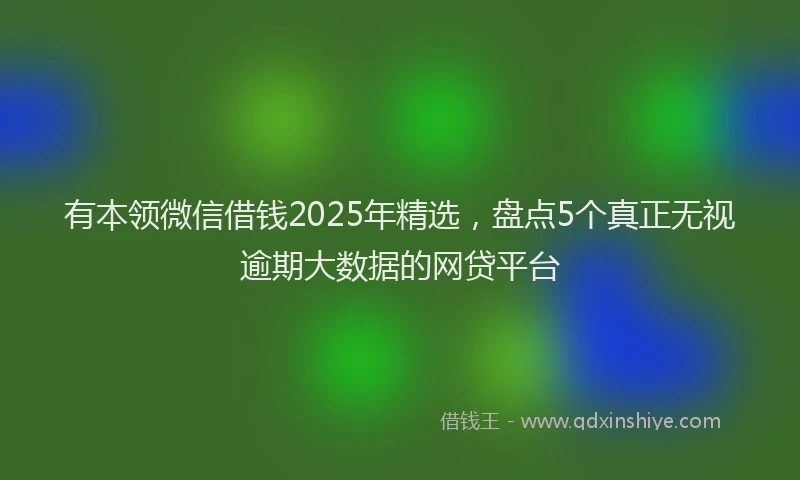 有本领微信借钱2025年精选，盘点5个真正无视逾期大数据的网贷平台