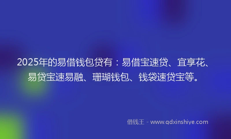 2025年的易借钱包贷有：易借宝速贷、宜享花、易贷宝速易融、珊瑚钱包、钱袋速贷宝等。