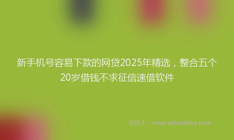 新手机号容易下款的网贷2025年精选，整合五个20岁借钱不求征信速借软件