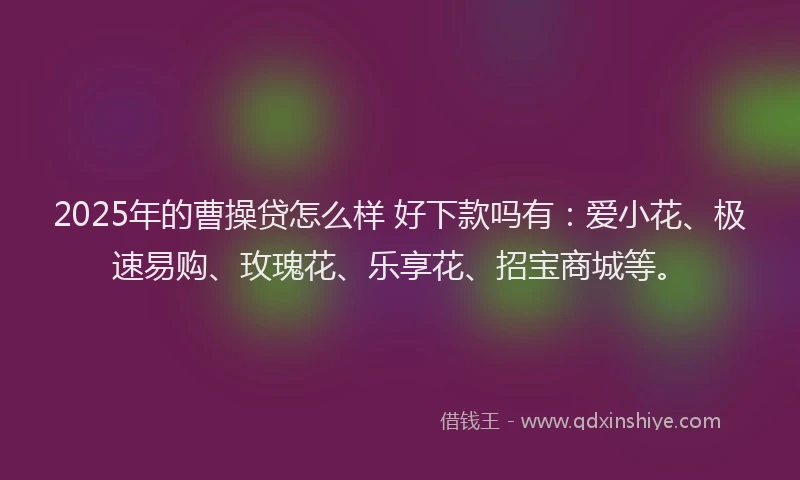 2025年的曹操贷怎么样 好下款吗有：爱小花、极速易购、玫瑰花、乐享花、招宝商城等。