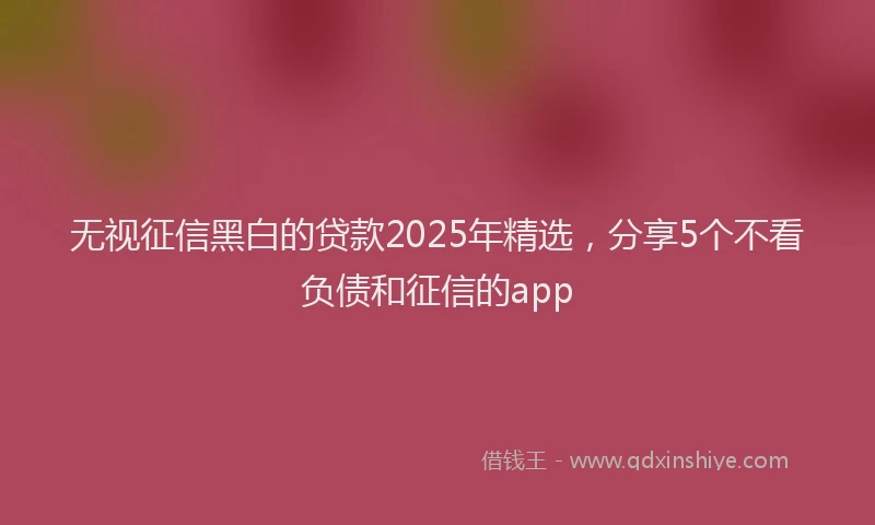 无视征信黑白的贷款2025年精选，分享5个不看负债和征信的app
