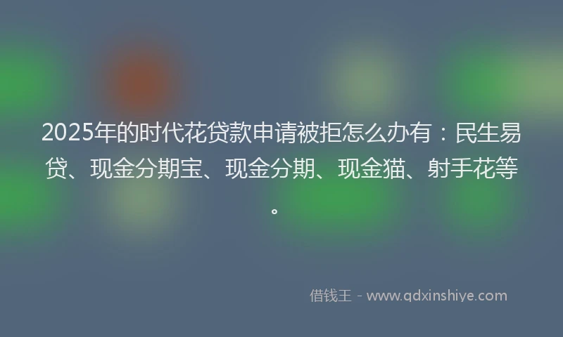 2025年的时代花贷款申请被拒怎么办有：民生易贷、现金分期宝、现金分期、现金猫、射手花等。