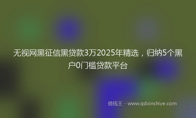 无视网黑征信黑贷款3万2025年精选，归纳5个黑户0门槛贷款平台