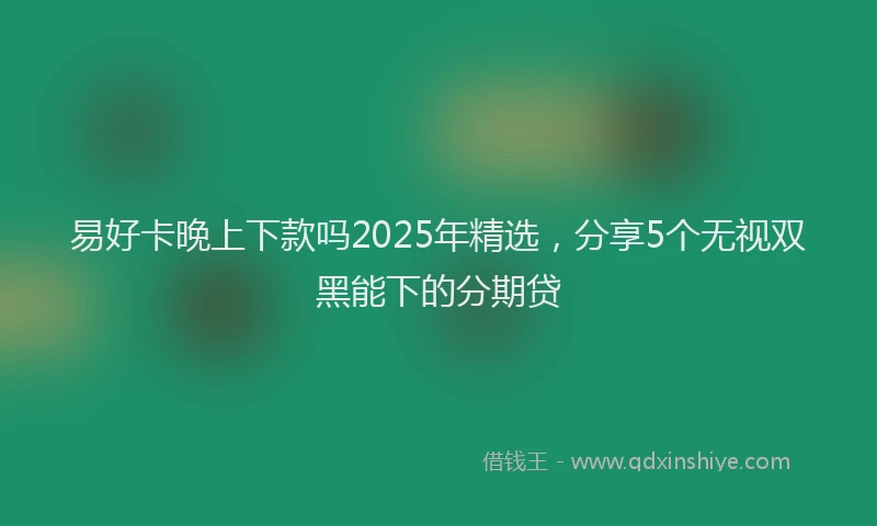 易好卡晚上下款吗2025年精选，分享5个无视双黑能下的分期贷