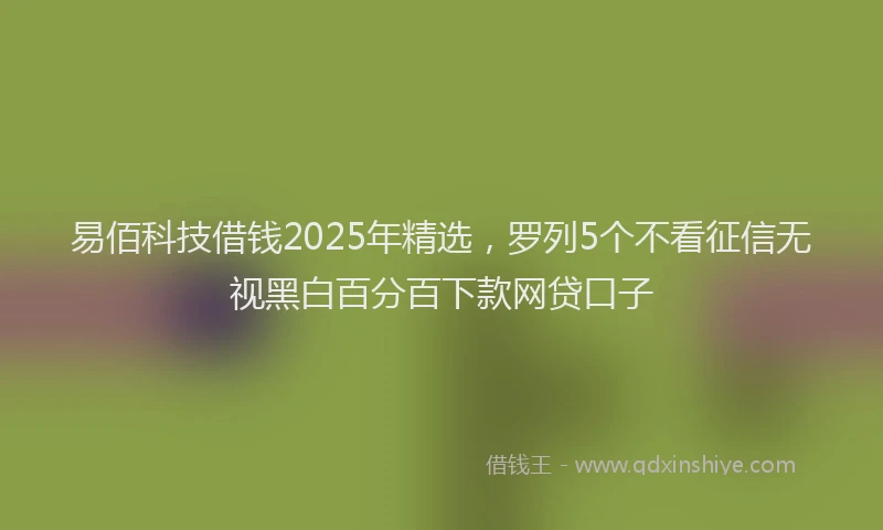 易佰科技借钱2025年精选，罗列5个不看征信无视黑白百分百下款网贷口子